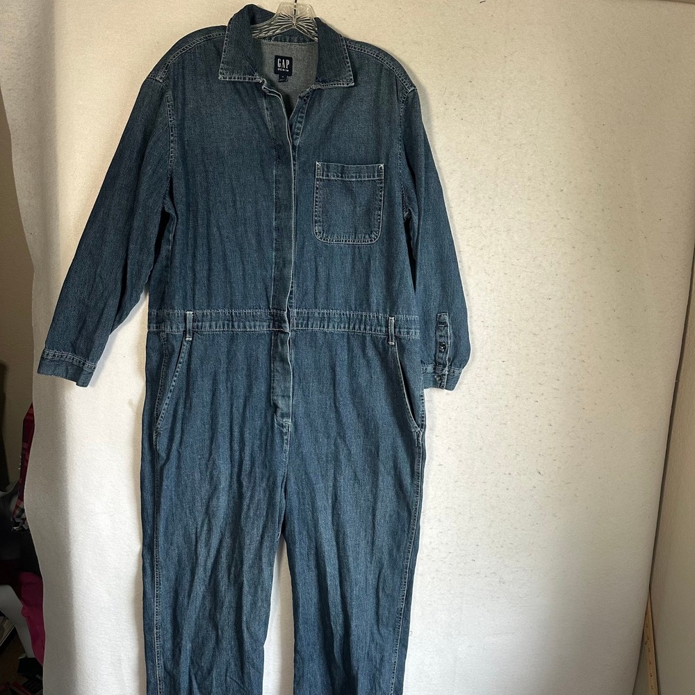 GAP‎ Denim Utility Jumpsuit Medium Indigo Cotton Boiler Suit sz 16